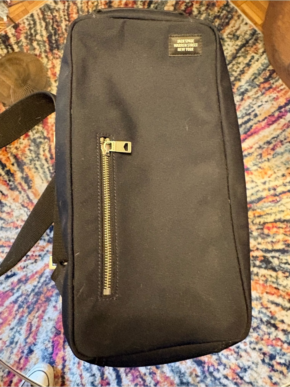 Jack Spade Black Canvas Sling Belt Bag with Gold Zipper